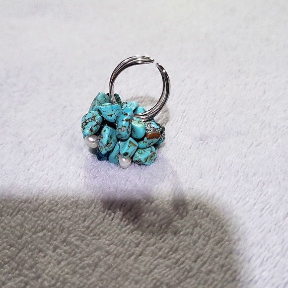 Turquoise & Pearl Adjustable Ring - Picture 3 of 6